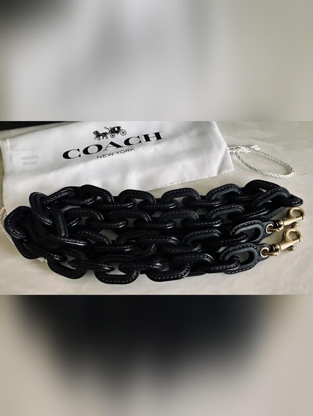 ISO - NOT SELLING - Coach Black Leather Chain Strap C8314